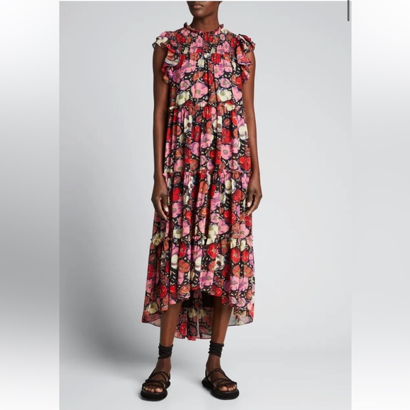 Cinq a Sept Ricki Floral-Print High-Low Midi Dress  Size 8 - Picture 1 of 10